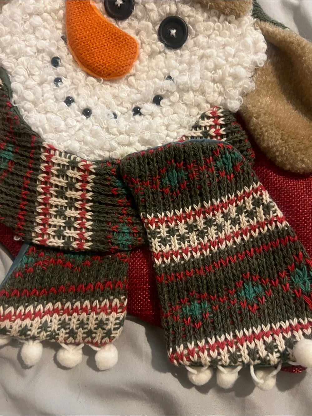 Holiday Snowman Christmas Stocking - Red & Green